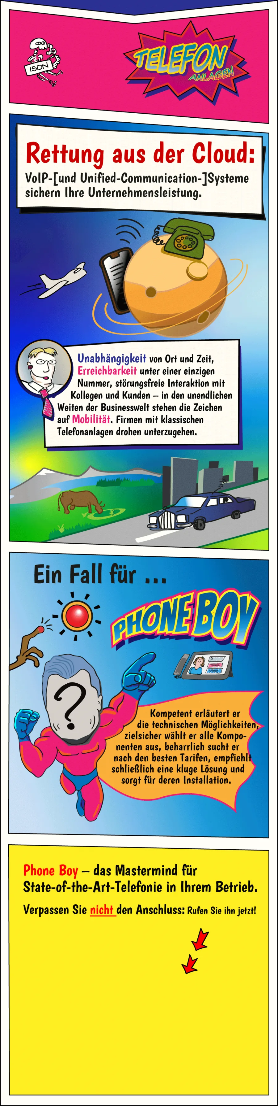 Comicseite: Die Cloud-Rettung — mit Phone Boy!